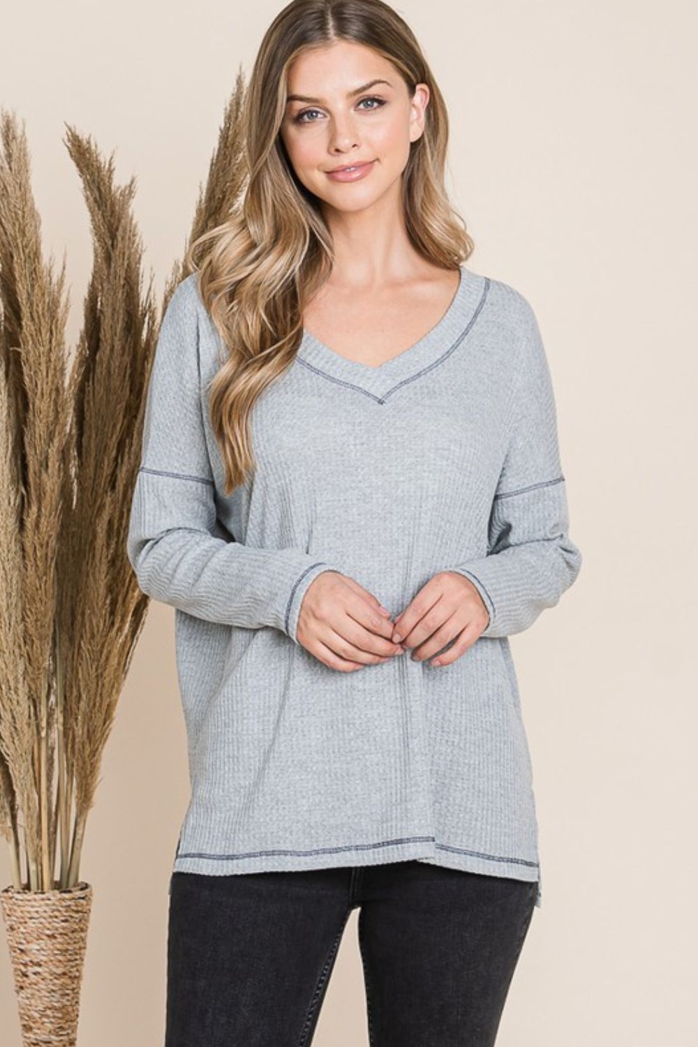 Reborn J V Neck Long Sleeve Top - In Style Chics Boutique LLC