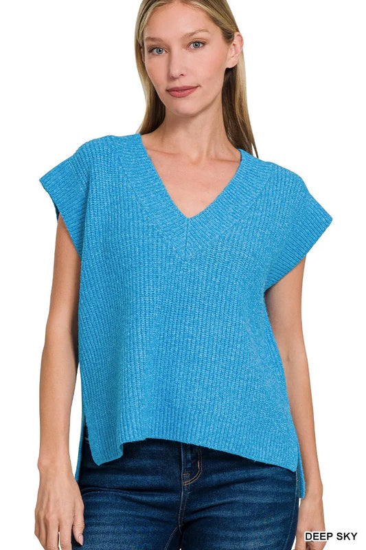 Oversized Sweater Vest with Side Slit at In Style Chics Boutique 