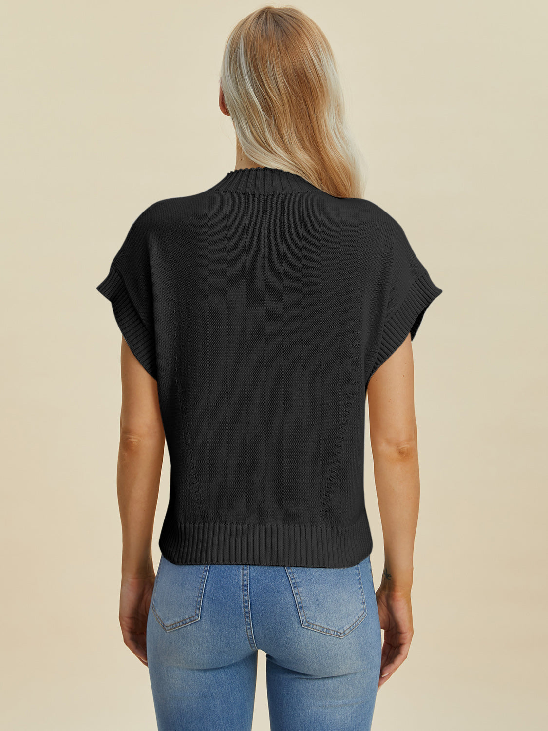 Double Take Full Size Mock Neck Short Sleeve Sweater - In Style Chics Boutique LLC