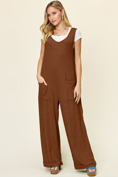 Textured Sleeveless Wide Leg Jumpsuit - In Style Chics Boutique Cute Clothes Online 