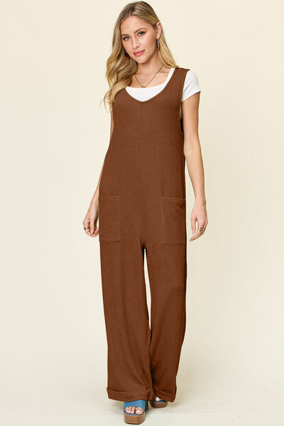 Textured Sleeveless Wide Leg Jumpsuit - In Style Chics Boutique Cute Clothes Online 