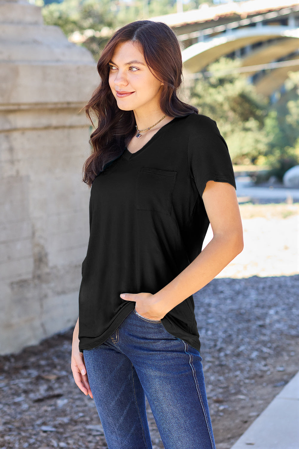 Bamboo Full Size  V-Neck Short Sleeve T-Shirt - Eco Friendly - Sensitive Skin - In Style Chics Boutique Women's Juniors Plus Size Apparel Online 
