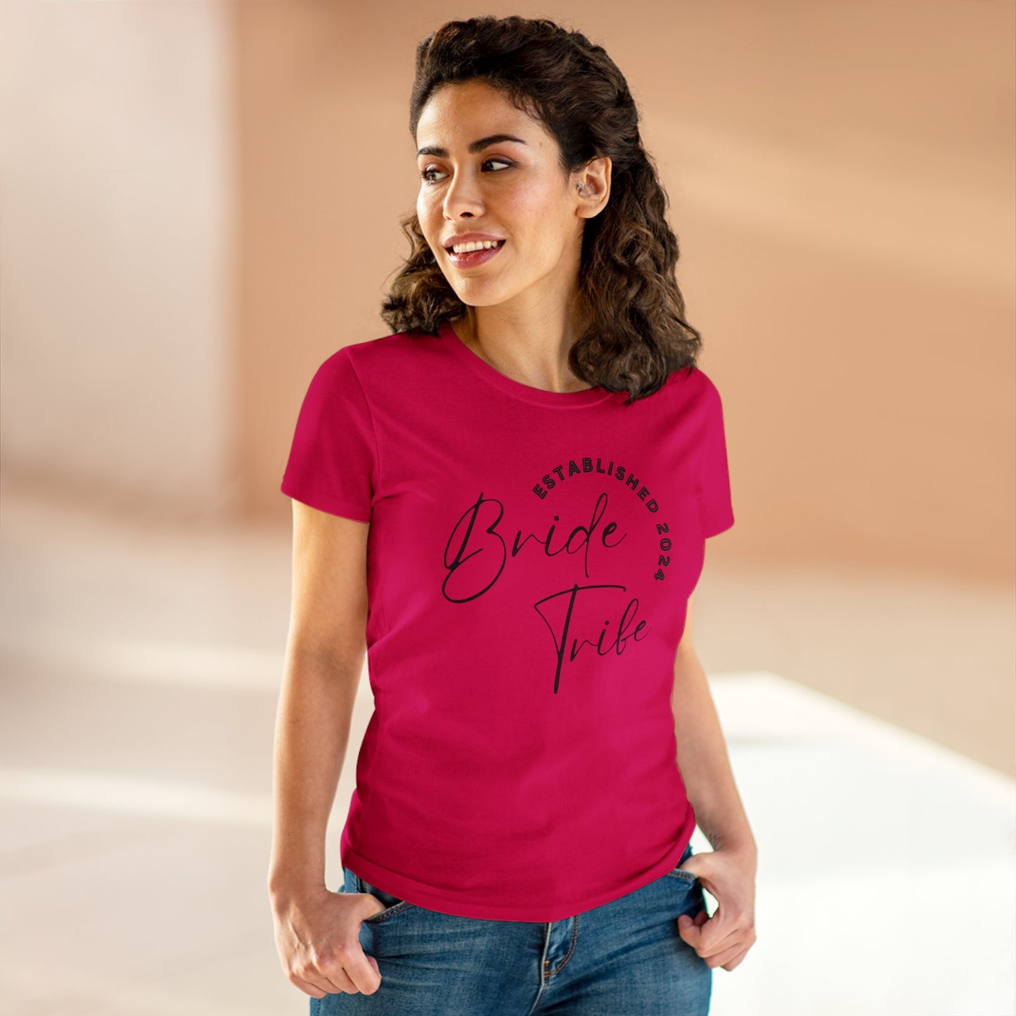 Women's Midweight Cotton Graphic Tee "Bride Tribe" - In Style Chics Boutique LLC