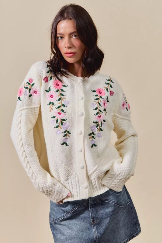 Shop this cute Floral Embroidered Coquette Sweater Cardigan by In Style Chics Boutique 🤍