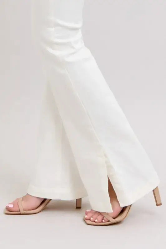 Judy Blue High Waist Side Slit Slim Bootcut White Jeans - In Style Chics Boutique Women's Juniors Plus Size Apparel Online 