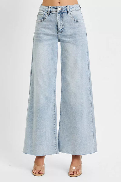 High Rise Ankle Wide Palazzo Jeans at In Style Chics Boutique Regular and Plus Size Jeans