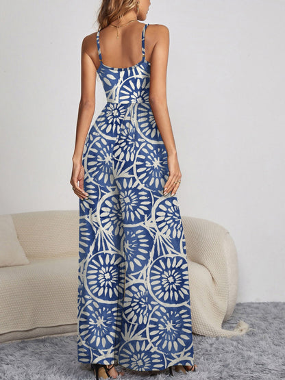 Decorative Button Spaghetti Strap Wide Leg Jumpsuit - More Prints! - In Style Chics Boutique LLC