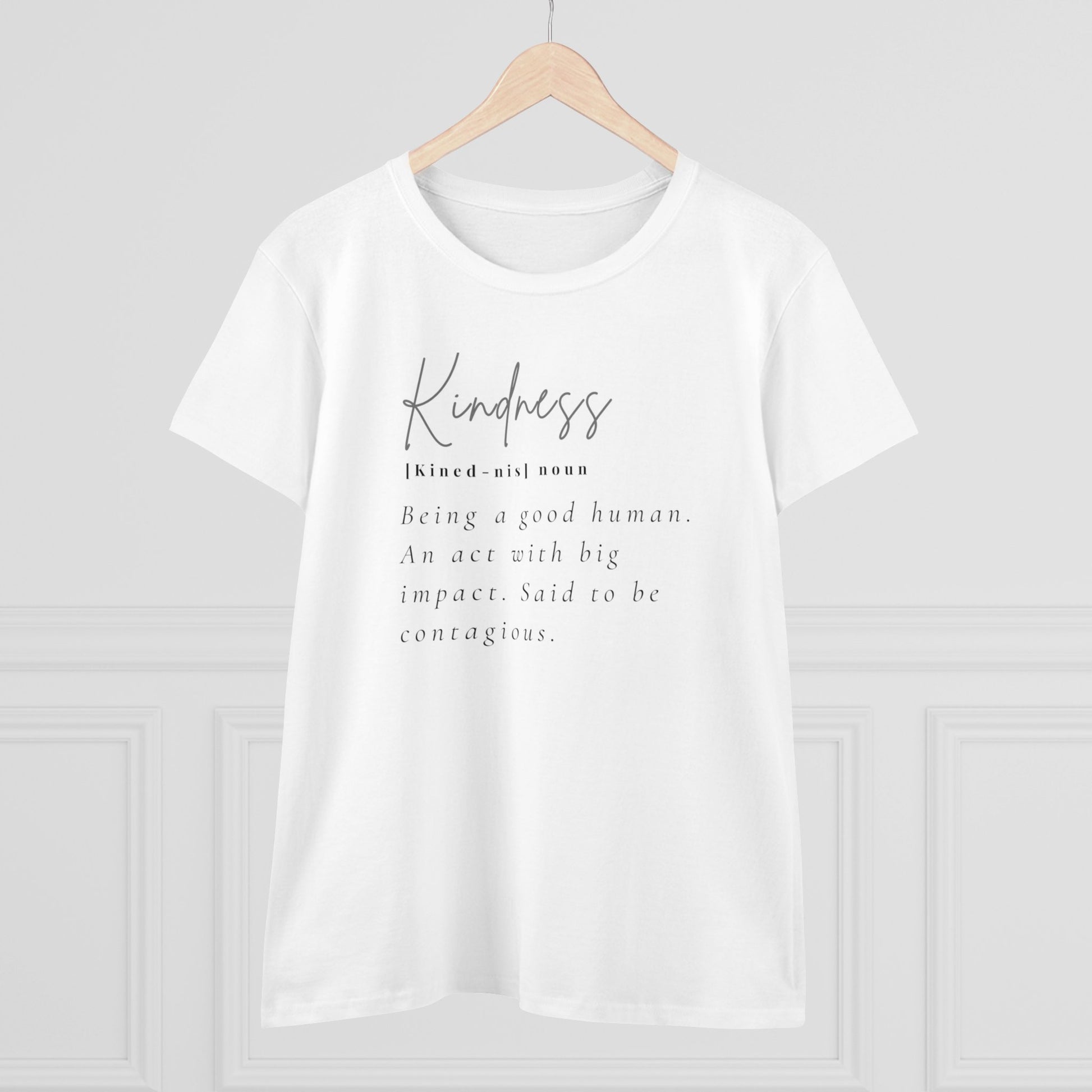 Women's Midweight Cotton "Kindness" Graphic Tee with Black Print - In Style Chics Boutique LLC