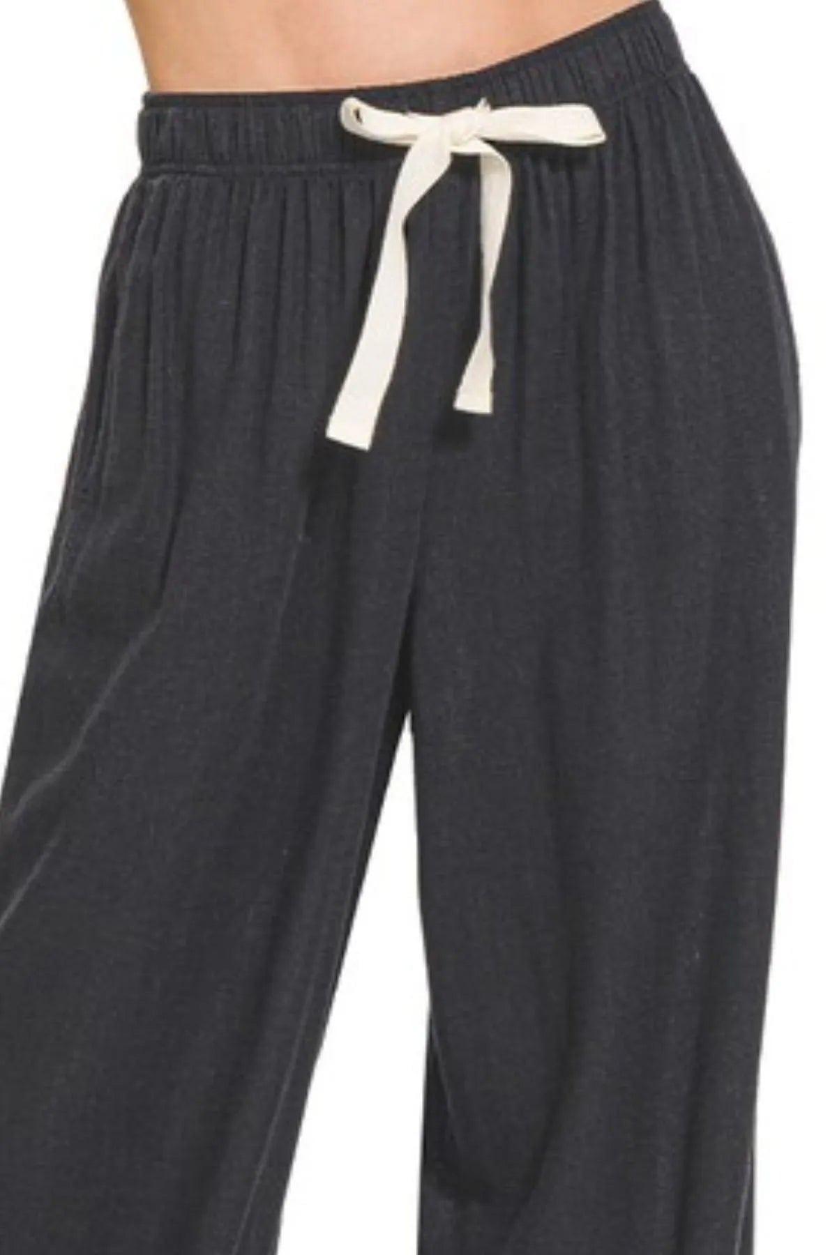 Linen Drawstring Black Pants for Women- In Style Chics Boutique 