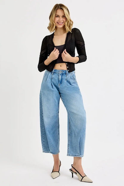 Crop Wide Leg Jeans, Mid Rise Fit - In Style Chics Boutique 