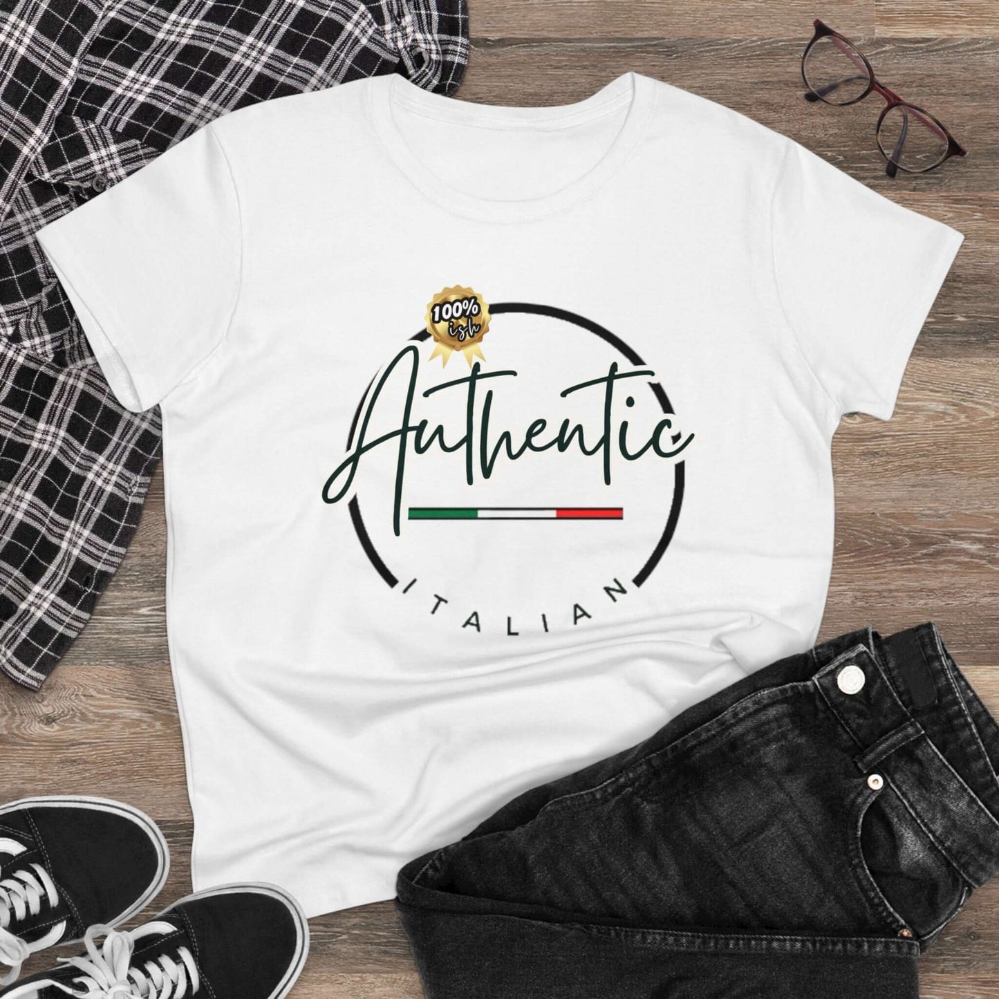 Women's Midweight Cotton Graphic Tee "100% ish Authentic Italian" - In Style Chics Boutique LLC