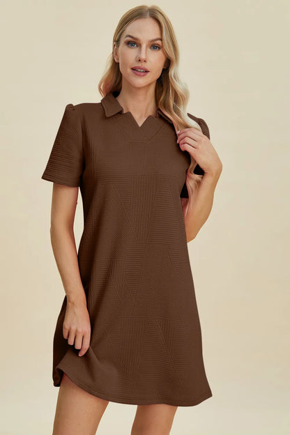 Textured Short Sleeve Dress - In Style Chics Boutique Women's Juniors Plus Size Clothes 