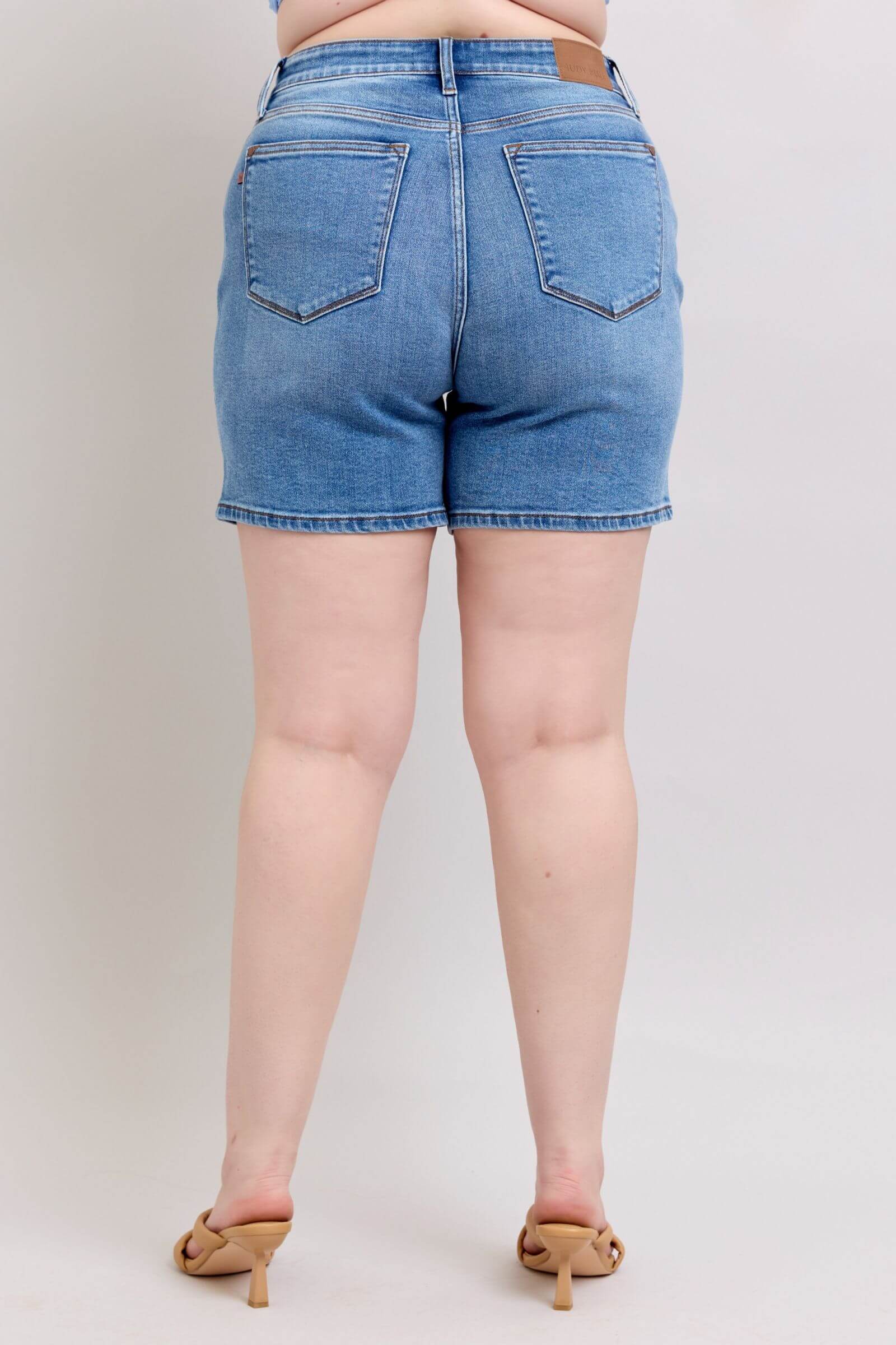 Judy Blue 2 Button Denim Shorts with Pockets -  In Style Chics Boutique Women's Juniors Plus Size Apparel Online