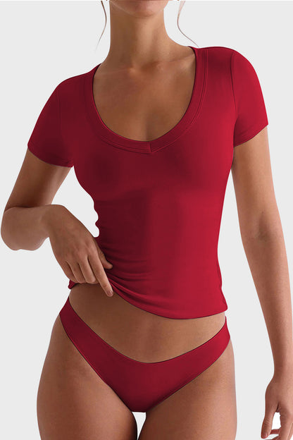 Lovelet Scoop Neck Short Sleeve T-Shirt - In Style Chics Boutique LLC