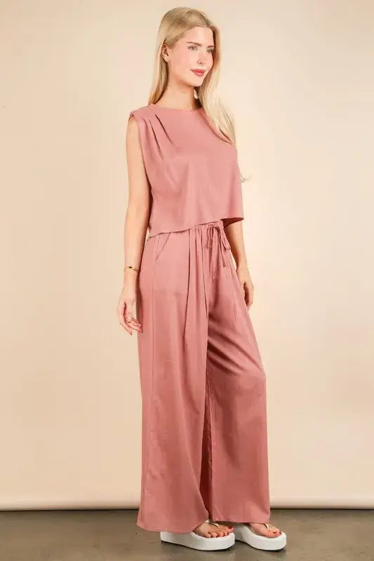 Solid Woven Top & Pants Set - In Style Chics Boutique Women's Juniors Apparel Online 