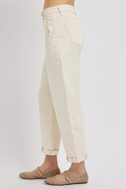 RISEN High Rise Relaxed Barrel Cuffed Jeans at In Style Chics Boutique 
