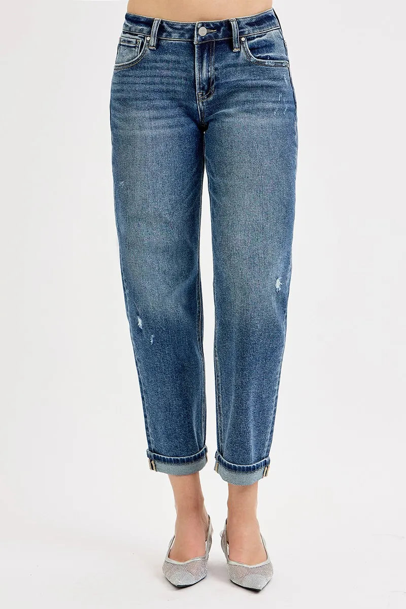 RISEN Crop Boyfriend Jeans, Low Rise - In Style Chics Boutique 