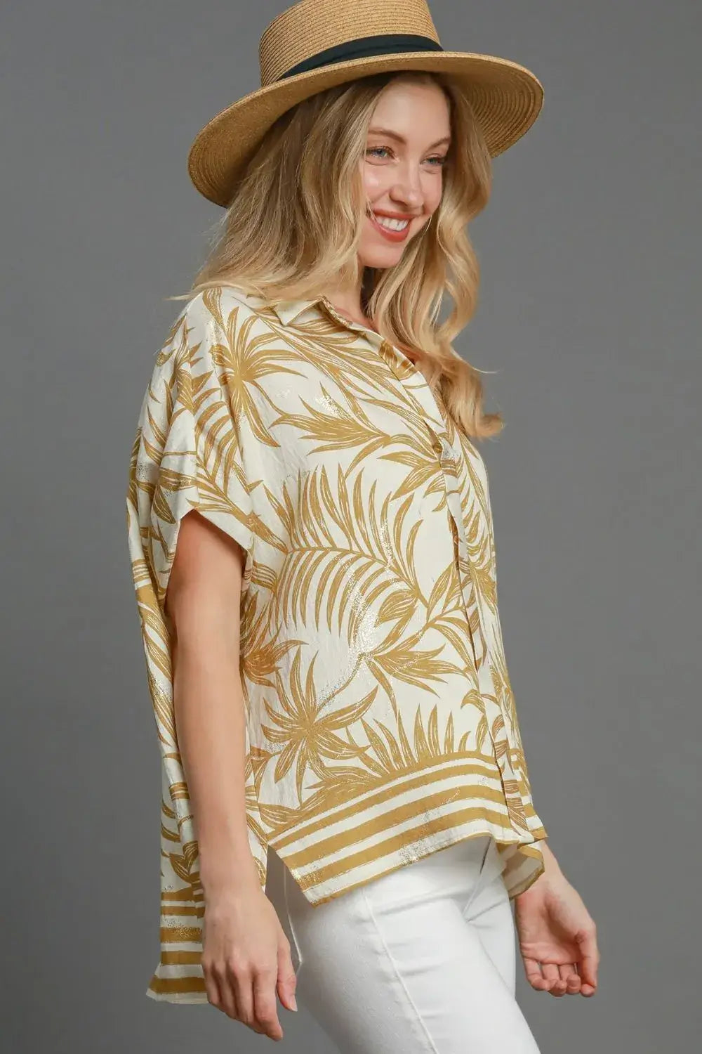 Tropical Print Button Down Shirt - In Style Chics Boutique Women's Juniors Plus Size Apparel Online 