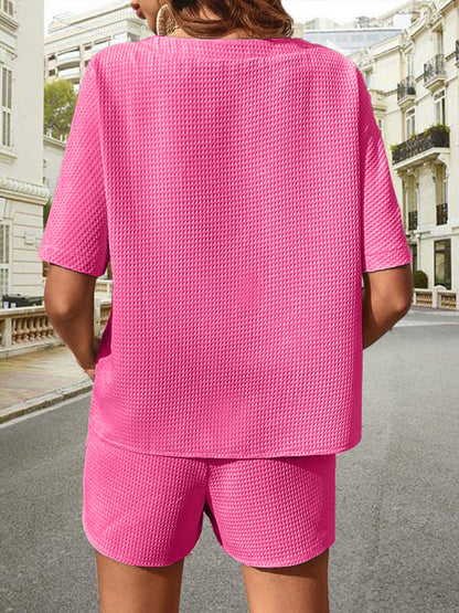 Waffle-Knit Half Sleeve Top and Shorts Set - More Colors! - In Style Chics Boutique LLC