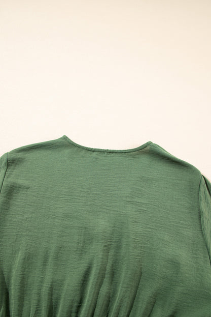 Green Surplice Neckline Smocked High Waist Plus Size Maxi Dress 1X 2X 3X 4X - In Style Chics Boutique 