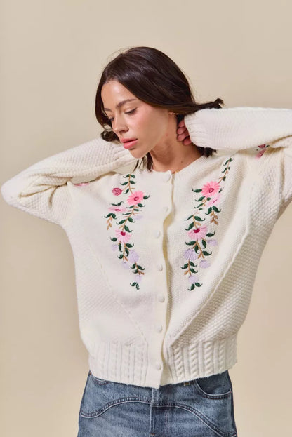 Shop this cute Floral Embroidered Coquette Sweater Cardigan by In Style Chics Boutique 🤍