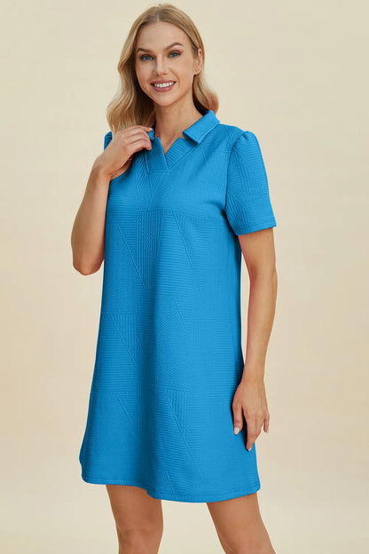 Textured Short Sleeve Dress - In Style Chics Boutique Women's Juniors Plus Size Clothes 