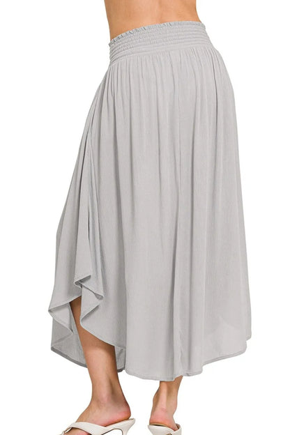 Maxi Skirt W Pockets, Woven Crinkle Smocked Waist - In Style Chics Boutiqu