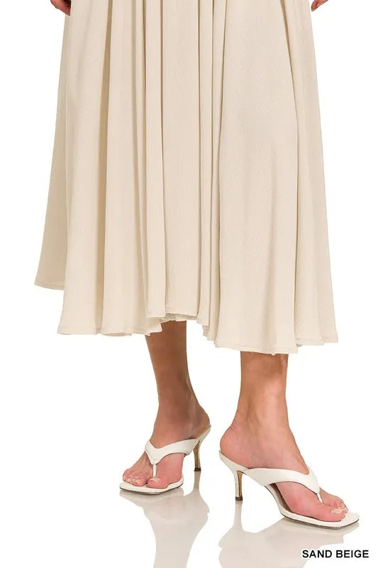 Crop Tee and Skirt Set, Woven Crinkle Gauze - In Style Chics Boutique 