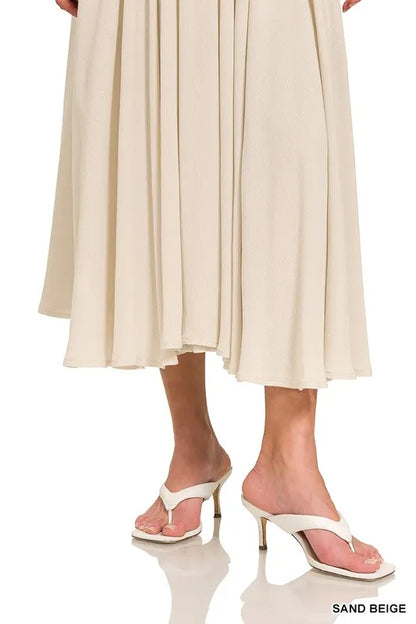 Crop Tee and Skirt Set, Woven Crinkle Gauze - In Style Chics Boutique 