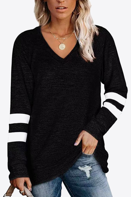 Striped Contrast Raglan Sleeve Top - In Style Chics Boutique LLC