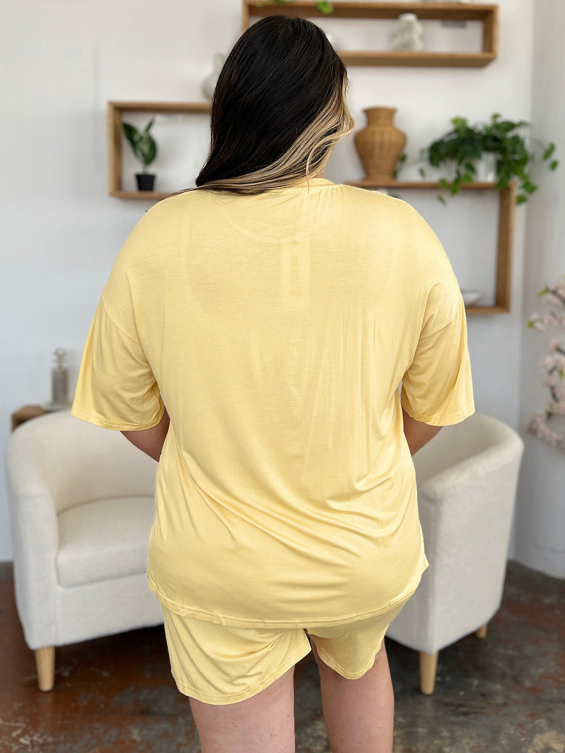 Basic Bae Bamboo Round Neck Drop Shoulder T-Shirt and Shorts Set - In Style Chics Boutique LLC