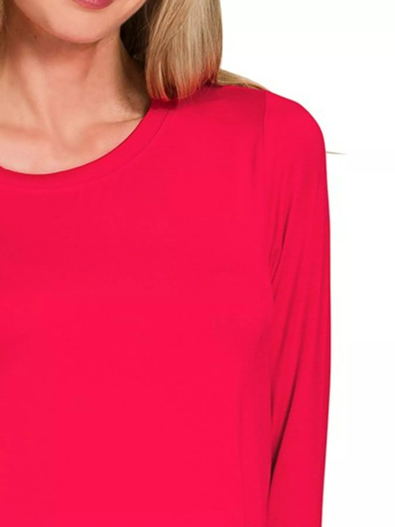 Long Sleeve Top Flowy Round Hem Rayon at In Style Chics Boutique 