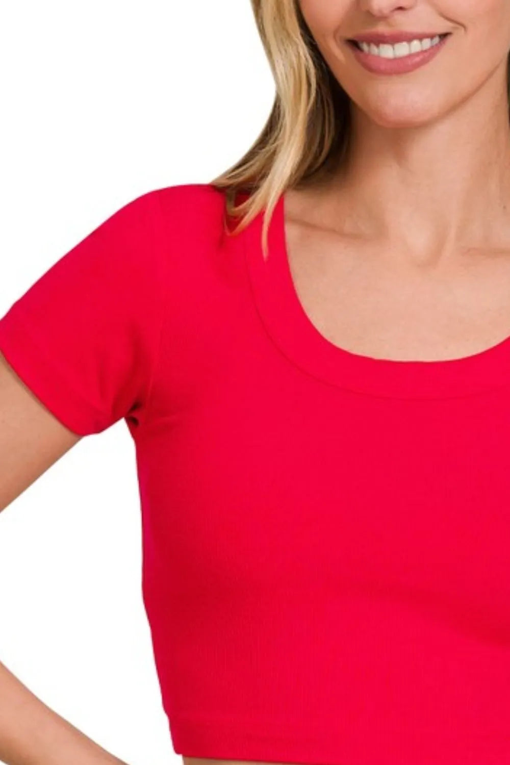 Short Sleeve Crop Top, Ribbed Scoop Neck - In Style Chics Boutique Cute Clothes Online Fourth of July tee 