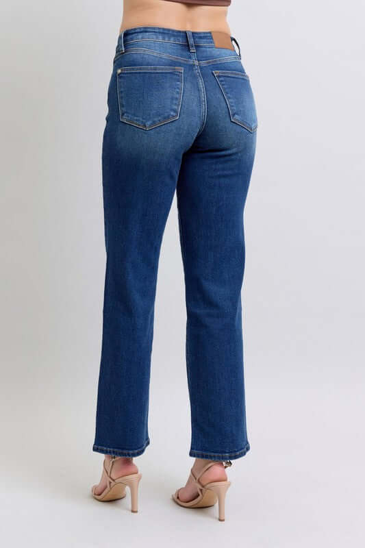 Judy Blue Full Size Side Seam Detail Straight Jeans with Pockets - In Style Chics Boutique LLC