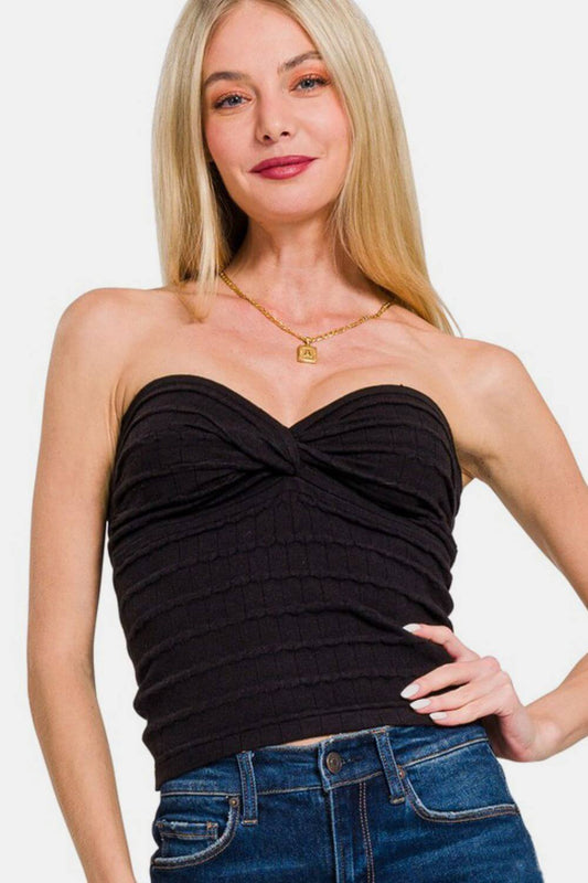 Ruched Twisted Sweetheart Neck Top -  In Style Chics Boutique Women's Juniors Apparel Online