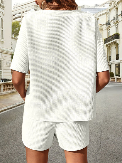 Waffle-Knit Half Sleeve Top and Shorts Set - More Colors! - In Style Chics Boutique LLC