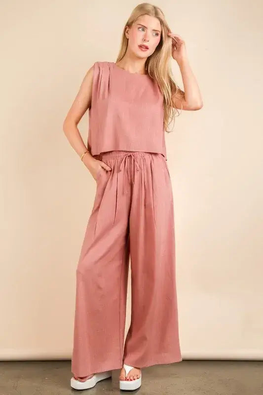 Solid Woven Top & Pants Set - In Style Chics Boutique Women's Juniors Apparel Online 