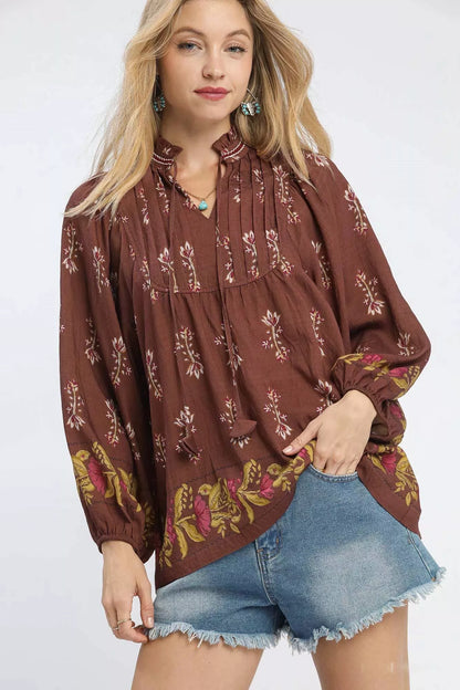 Floral Boho Peasant Blouse at In Style Chics Boutique Shop Fall Fashion 