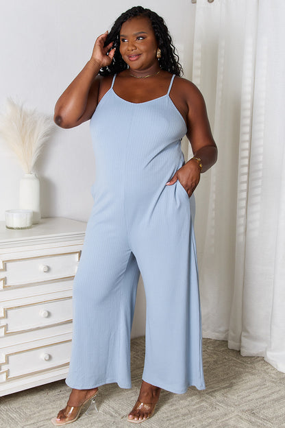 Basic Bae Full Size Spaghetti Strap V-Neck Jumpsuit - In Style Chics Boutique LLC