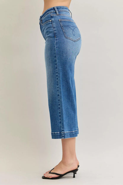 Shop Judy Blue Mid Rise Crop Wide Leg Jeans  💙 at In Style Chics Boutique 