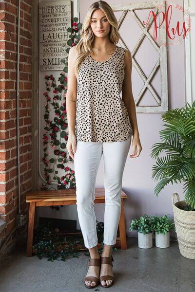 Women's Juniors Front Button Animal Print Sleeveless Top - In Style Chics Boutique Online Fashion 