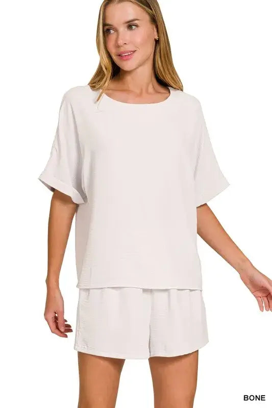 Woven Airflow Top & Shorts Set - Summer Clothes for women - In Style Chics Boutique Women's Juniors Apparel Online 