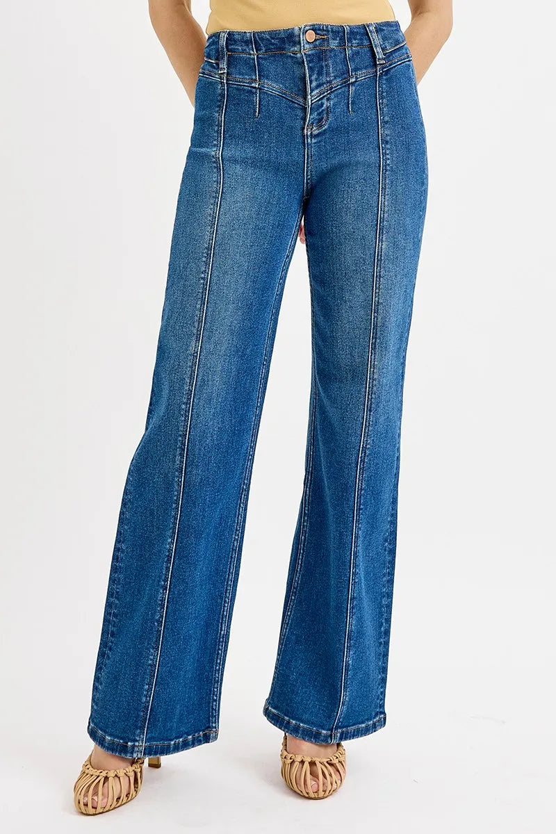 Seam Detail Wide Leg Jeans at In Style Chics Boutique 