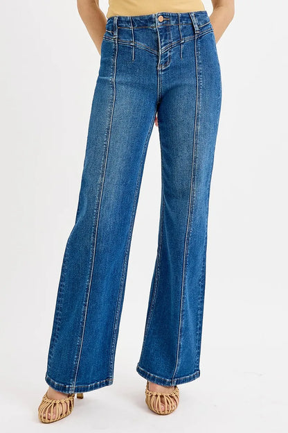 Seam Detail Wide Leg Jeans at In Style Chics Boutique 