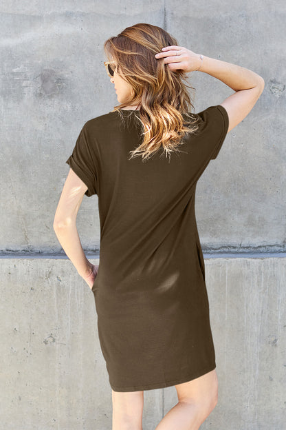 Basic Bae Round Neck Short Sleeve Dress with Pockets - More Colors! - In Style Chics Boutique LLC