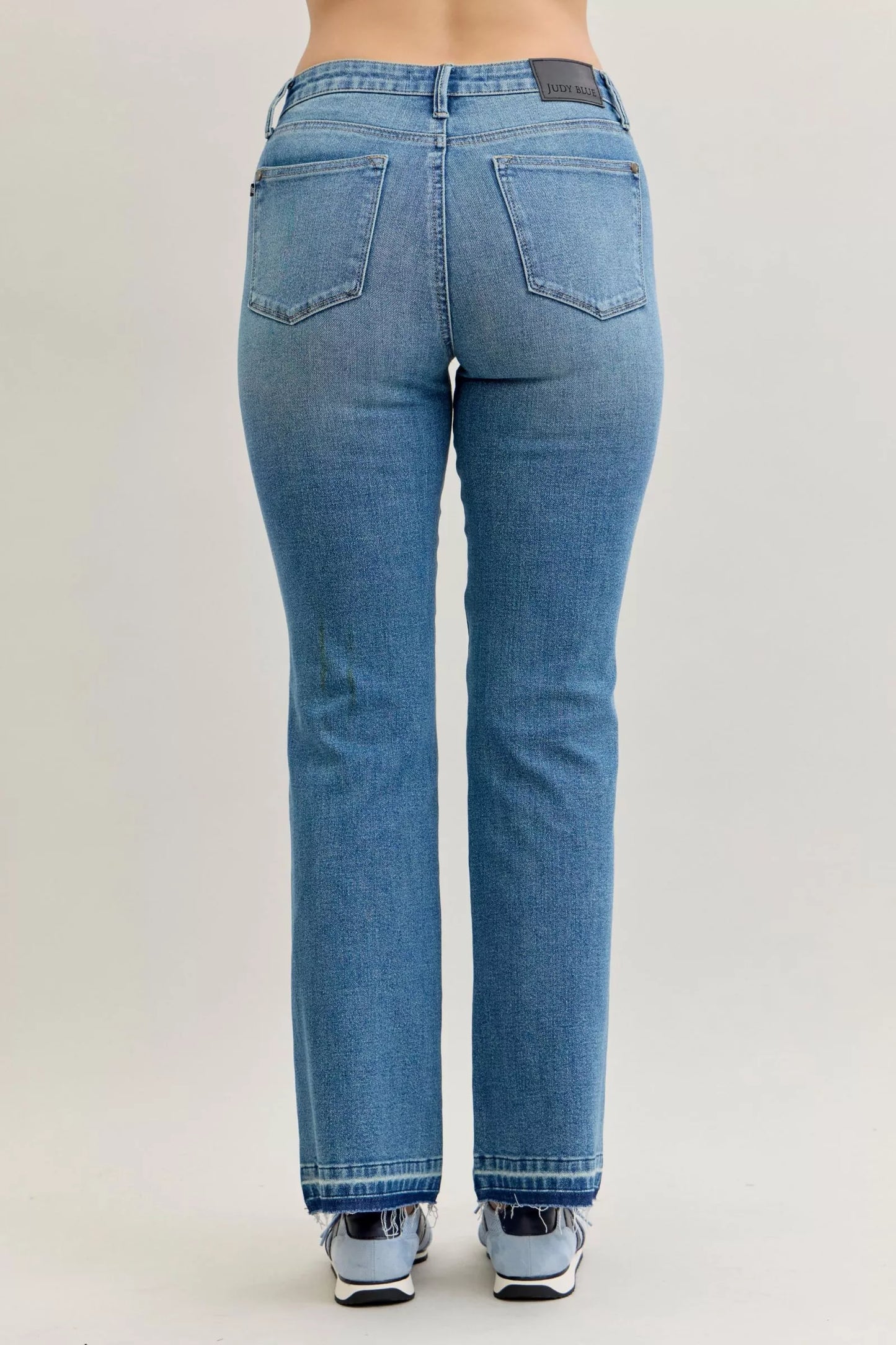 Judy Blue Mid Rise Slim Bootcut Tummy Control Release Hem Jeans 💙 at In Style Chics Boutique 