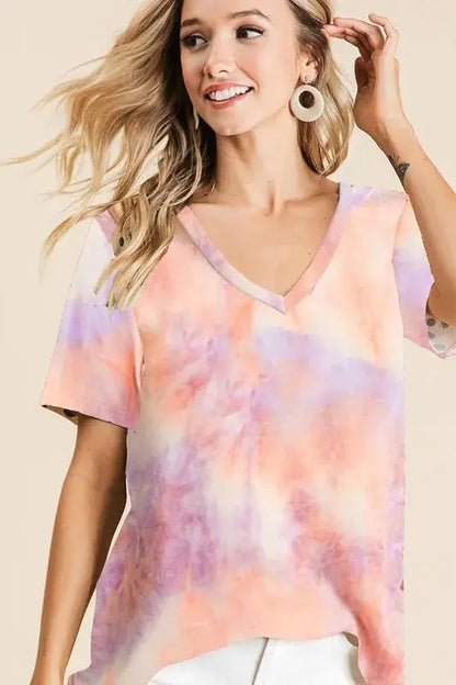 Tie Dye French Terry V Neck Top