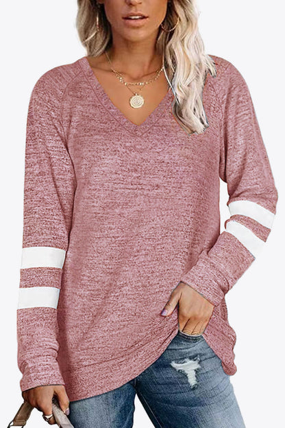 Striped Contrast Raglan Sleeve Top - In Style Chics Boutique LLC