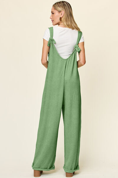 Textured Sleeveless Wide Leg Jumpsuit - In Style Chics Boutique Cute Clothes Online 