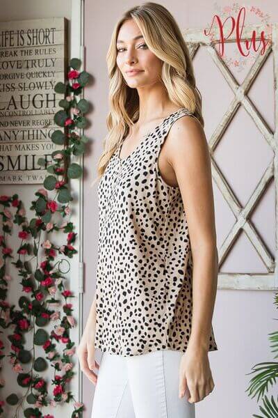 Women's Juniors Front Button Animal Print Sleeveless Top - In Style Chics Boutique Online Fashion 